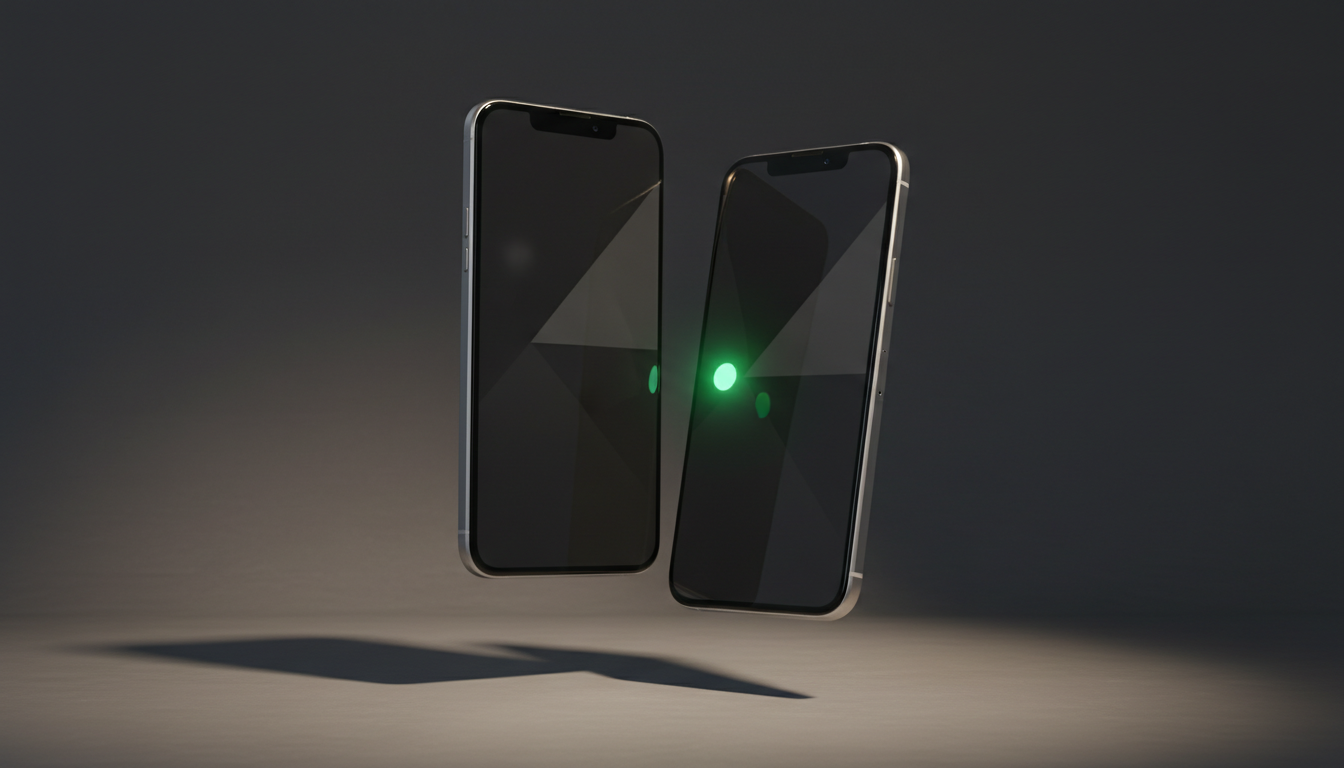 Zwei Smartphone-Devices in 3D-Perspektive mit Notification-Glow