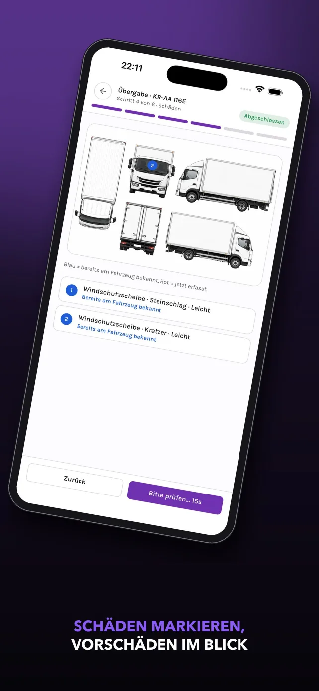 Arndt-App: Schäden markieren, Vorschäden im Blick